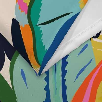 Boho Colorful Floral Shower Curtain, Abstract Art Modern Asthetic Jungle Plant Leaf Bathroom Curtain with 12 Hooks, Waterproof Polyester Fabric Bath Curtain with Hooks 72x72 Inch