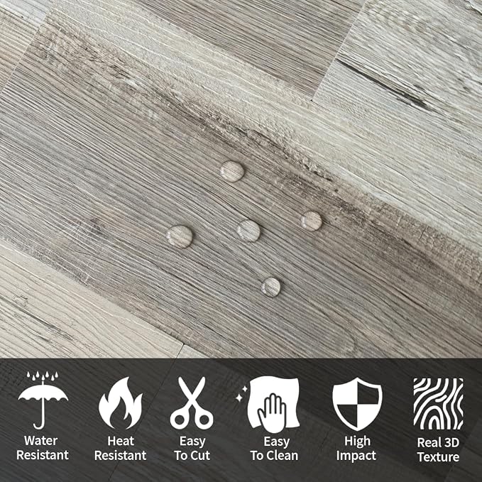 AULIGET 20-Piece Peel and Stick Backsplash Wall Tiles, 6" x 12" Vintage Wood PVC Faux Stone Stick on Tiles for Backsplash Kitchen