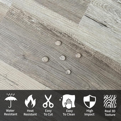 AULIGET 20-Piece Peel and Stick Backsplash Wall Tiles, 6" x 12" Vintage Wood PVC Faux Stone Stick on Tiles for Backsplash Kitchen