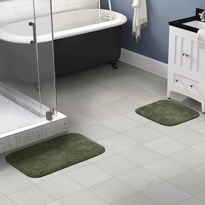 Garland Rug Traditional Nylon Washable Deep Fern 2 Bath Rugs (17" X 24", 21" X 34") - Soft, Absorbent, and Stylish for Your Bathroom