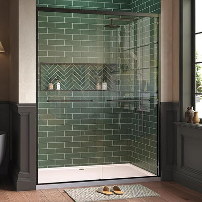 Garvee 56-60" W x 76" H Sliding Shower Door 1/4" Tempered Glass Double Bypass Enclosure with Trimmable Width and Easy Clean Nano Coating Matte Black