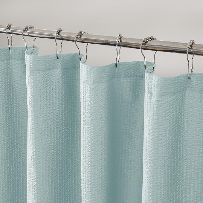 Small Stall Shower Curtain - Embossed Textured Bathroom Curtain, 36 x 72 Shower Curtain for RV Camper, Machine Washable Water Resistance, Light Green