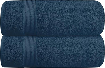 Cotton 2 Pack Oversized Bath Towel Set 28x55 inches, Large Bath Towels, Ultra Absorbant Compact Quickdry & Lightweight Towel, Ideal for Gym Travel Camp Pool - Mineral Blue