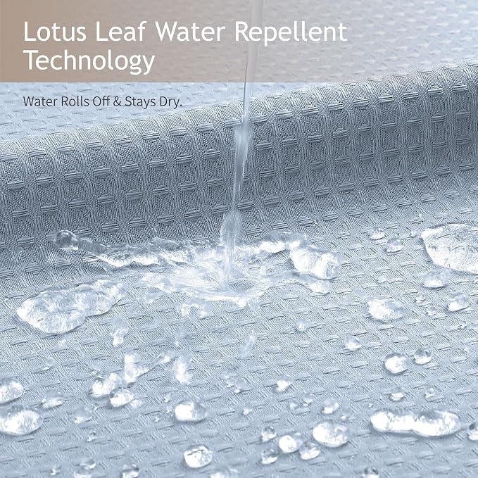 256GSM Cotton-Like Waffle Shower Curtain, Fog Blue 72"x78" | with Weighted Hem & Rustproof Grommets - Soft, Quick-Dry & Water-Repellent, Perfect for Extra-Long Tubs, RVs, Apartments