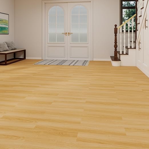 MULGREAT Peel and Stick Floor Tile, 54 Sq.Ft Waterproof Vinyl Flooring, 36 Pieces Wood-Look Self Adhesive Luxury Vinyl Plank Flooring for DIY Bathroom Laundry Bedroom RV Kitchen (Warm Oak)