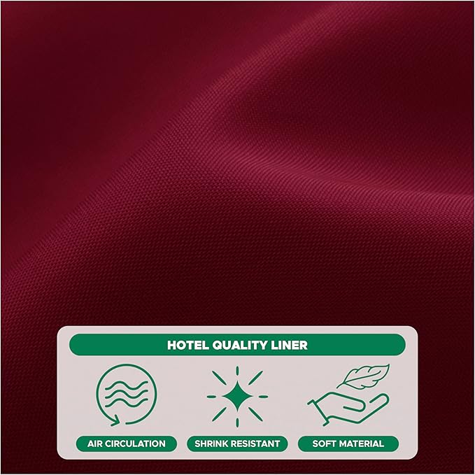 Biscaynebay Extra Long Fabric Shower Curtain Liners 72" Width by 84" Length, Burgundy Water Resistant Bathroom Curtains Rust Resistant Grommets Top Weighted Bottom Machine Washable