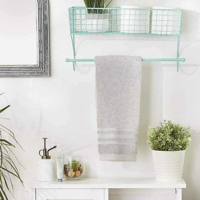 DII Rustic Bathroom Décor, Metal Storage, Large Towel Bar, Aqua