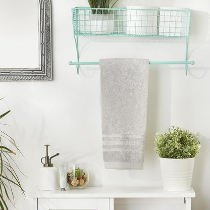DII Rustic Bathroom Décor, Metal Storage, Large Towel Bar, Aqua
