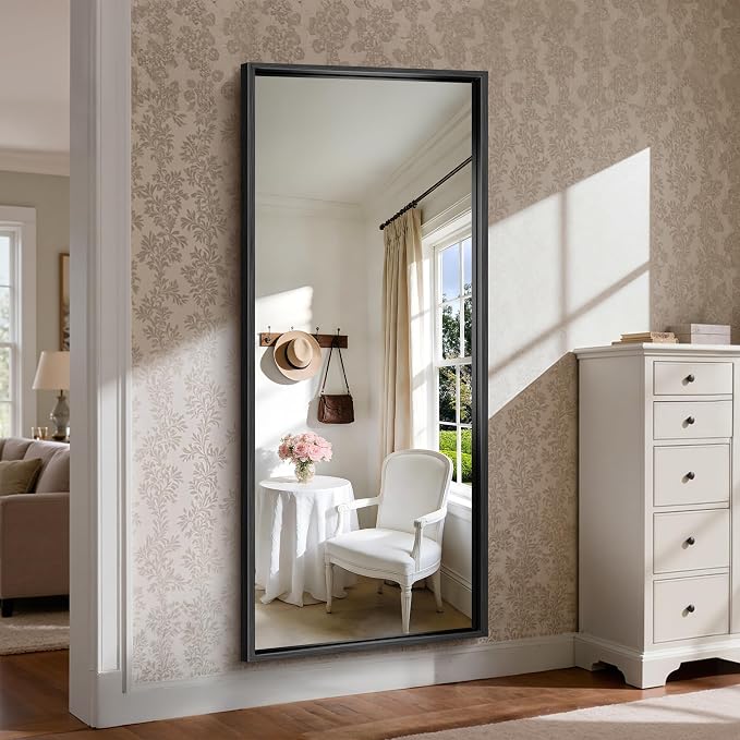 CIRCUMI 72"x30" Brushed Black Bathroom Mirror, Double Sink Vanity Mirror | Chunky Box Metal Frame, Shatterproof, Tempered Glass, Bathroom Remodel&New Home, Large Rectangular Mirror for Living Room