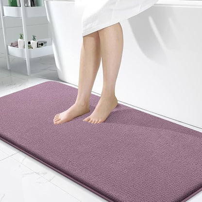 OLANLY Memory Foam Bathroom Runner Rug 47x24, Absorbent Long Mat, Deep Plum | Soft Quick Dry Bath Rugs, Non-Slip Carpet, Machine Washable Mat for Bathroom Floor, Tub and Shower, Home Decor Accessories
