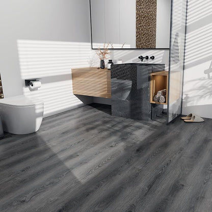 52 Sq.Ft Lareko Peel & Stick Vinyl Flooring Roll | 630" Length x 11.8" Wide Plank Floor, Waterproof Grey Oak Wood Grain Self-Adhesive Sheet ,Non-Slip,Easy DIY Home Decor