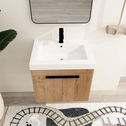 Malwee 24" Floating Bathroom Vanity with Sink, Rustic Bathroom Wall-Hung Vanity, Mordern Bath Sink Vanity Combo, Bathroom Cabinet Set with Ample Storage, (021)