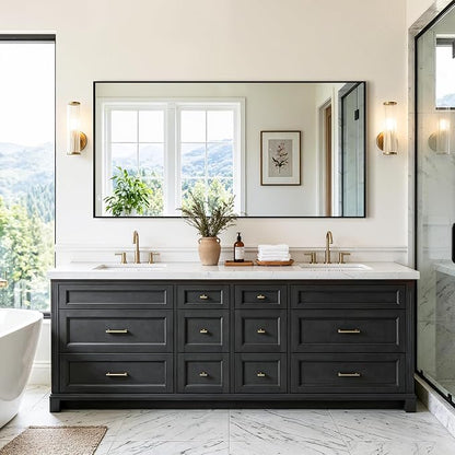 Bathroom Vanity Mirror for Over Sink, 60x30 Inch Matte Black Mirror | Shatterproof Tempered Glass, Anti-Rust Metal Frame, Rectangle Wall Mirrors for Bedroom, Living Room & Entryway