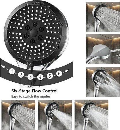 Filtered Shower Head with Handheld, High Pressure 6-Mode Water Softener for Hard Water, 12 Replacement Filters, 75" Anti-Burst Extra Long Hose & Adjustable Bracket for Healthier Skin and Hair