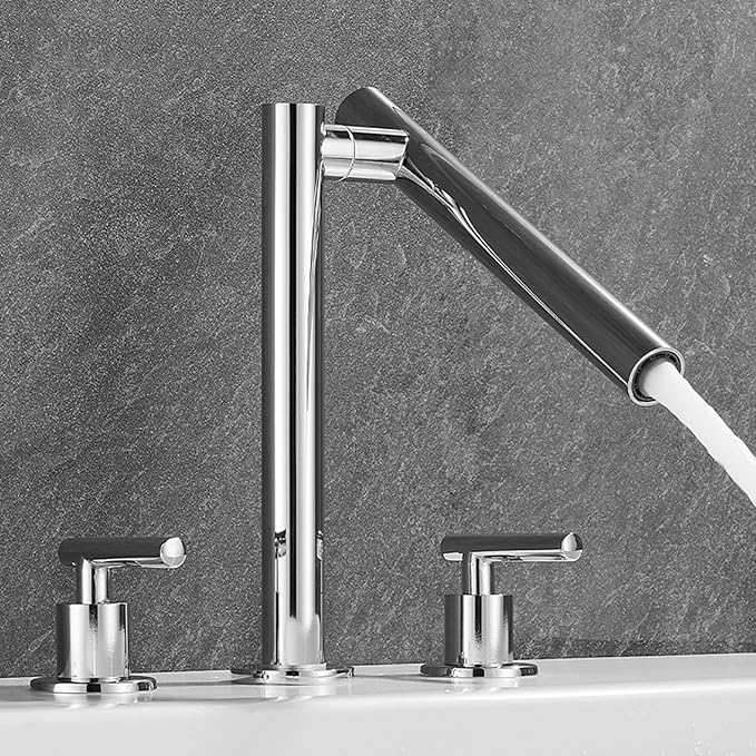 Bathroom Basin Mixer Faucet 3 Hole Swivel Brass Double Handle 3 Hole Basin Faucets-Chrome Plated