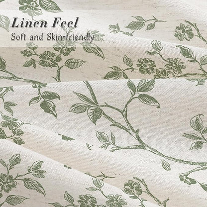 MitoVilla Small Stall Linen Floral Shower Curtain for Bathroom,36 x 72 | Narrow Half BoHo Cottagecore Spring Shower Curtains, Modern Farmhouse Country Plant Leaves Bathroom Décor, 36 x 72