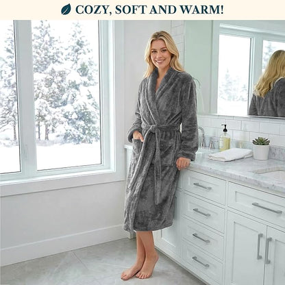 PAVILIA Premium Womens Plush Soft Robe Fluffy, Warm, Fleece Sherpa Shaggy Bathrobe