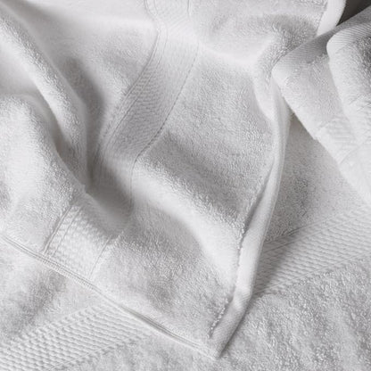 SUPERIOR Egyptian Cotton Ultra Plush & Absorbent, 12 Piece Set, White | Heavyweight 12 Pc Egyptian Cotton Towel Set Includes 4 Bath Towels 4 Hand Towels 4 Washcloths Decorative Rope Border