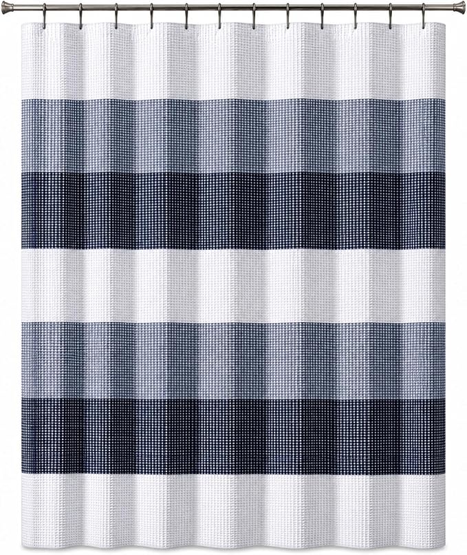 Dainty Home Ombre Waffle Weave Shower Curtain (Navy)