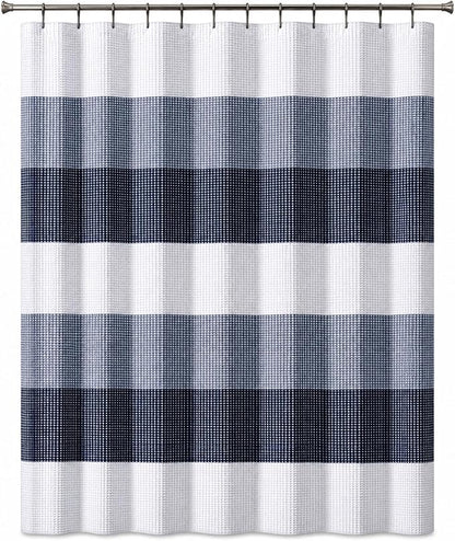 Dainty Home Ombre Waffle Weave Shower Curtain (Navy)