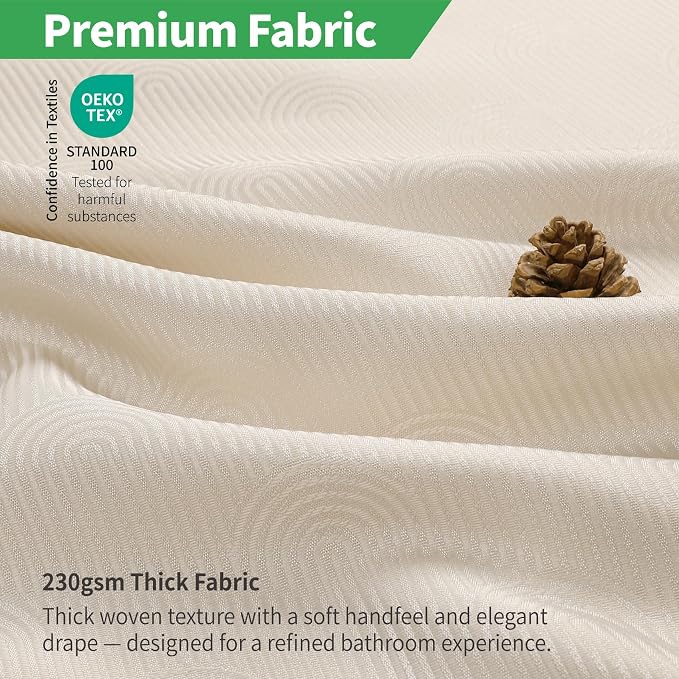 eachope No Hook Boho Arch Shower Curtain with Snap-in Liner Set,71x74,Cream | 230GSM Thick Fabric,Easy to Install,Sheer Window,Magnetic Weighted Hem,Waterproof & Machine Washable,for Bathroom,Hotel