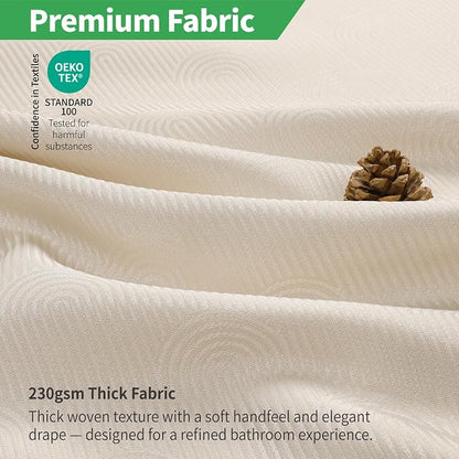 eachope No Hook Boho Arch Shower Curtain with Snap-in Liner Set,71x80,Cream | 230GSM Thick Fabric,Easy to Install,Sheer Window,Magnetic Weighted Hem,Waterproof & Machine Washable,for Bathroom,Hotel