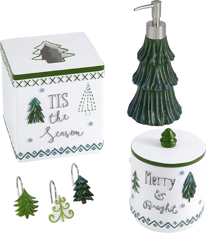 Avanti Linens - Fingertip Towels, Soft & Absorbent Cotton Velour, Holiday Bathroom Decor, Set of 2 (Christmas Trees Collection)
