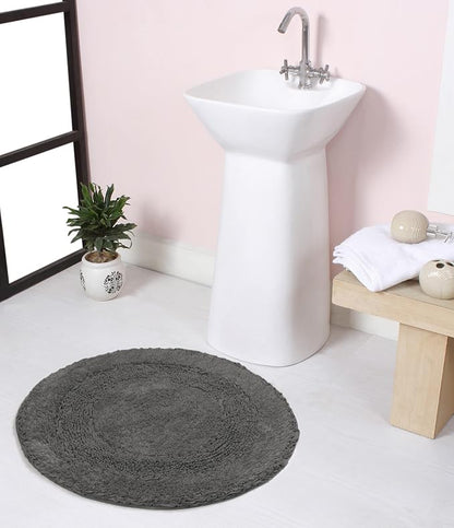 Home Weavers Radiant Collection 100% Cotton Bathroom Rugs Set, Bathroom Décor, Washable Rug, Extra Soft and Absorbent Bath Rug, Kitchen Mat, Bath Mat Set, Bath Floor Mat Non Slip, 22" Round, Gray