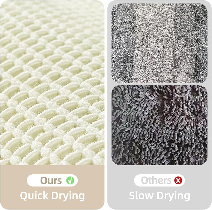 TYUU Cream White Waffle Bath Mat, Boho Bathroom Rugs Non Slip, 36x24 | Super Absorbent Quick Dry Bath Rug, Non-Slip Backing, Soft Waffle Washable Farmhouse Bathroom Mats, Tub, Shower & Home Decor