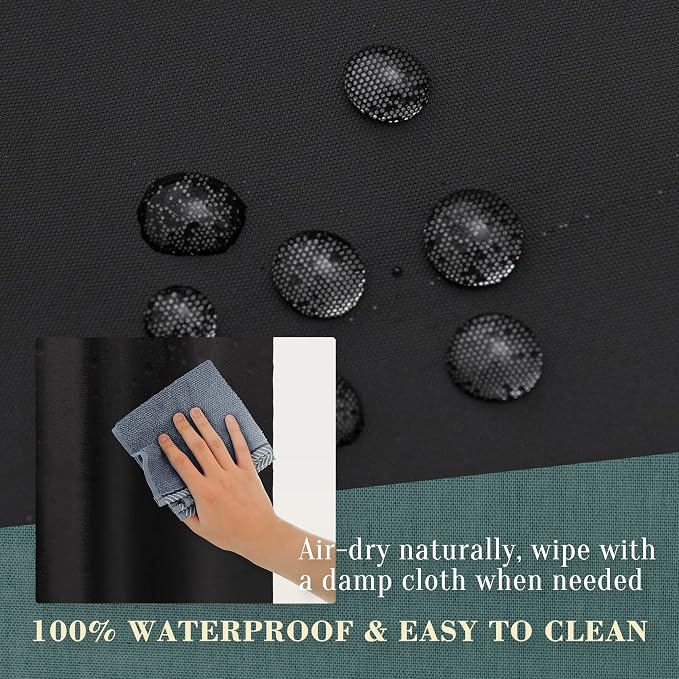 No Hook PEVA Shower Curtain or Liner, Standard Size 71 x 74, Black | 8G Heavy Duty, Black Bathroom Shower Curtain, No Hooks Required, Waterproof Plastic & PVC Free