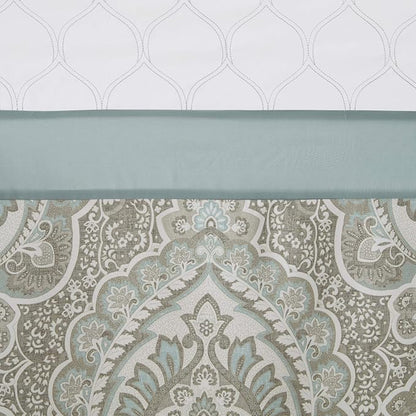 510 DESIGN Shower Curtain, Geometric Textured Embroidery Design with Built-in Liner, Modern Mid-Century Bathroom Decor, Machine Washable, Fabric Privacy Screen 72x72, Shawnee, Seafoam