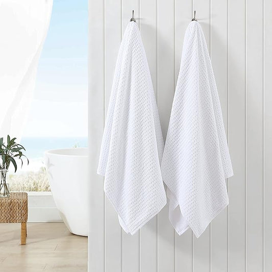 Tommy Bahama - Bath Towels, Highly Absorbent & Soft Bathroom Essentials, Low Linting & Fade Resistant, Oeko-Tex Certified (Northern Pacific White, 2 Piece)