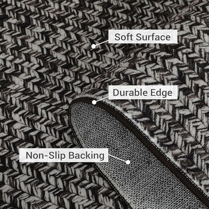 Washable Area Rugs 9x12 Rug Living Room Rug Modern Rugs for Bedroom Blue Geometric Soft Large Area Rug Non Slip Throw Rugs Stain Resistant Carpet for Nursery Dining Room 9'x12' Black/Grey