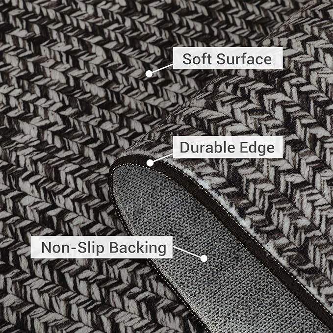 Runner Rugs for Hallway 2x6 Rug Runner Washable Kitchen Rugs Non Slip Modern Farmhouse Soft Hallway Runners Contemporary Low Pile Rug for Living Room Bedroom Decor Nursery, Black/Grey