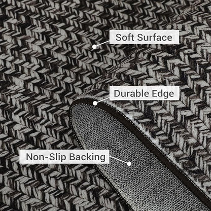 Runner Rugs for Hallway 2x6 Rug Runner Washable Kitchen Rugs Non Slip Modern Farmhouse Soft Hallway Runners Contemporary Low Pile Rug for Living Room Bedroom Decor Nursery, Black/Grey
