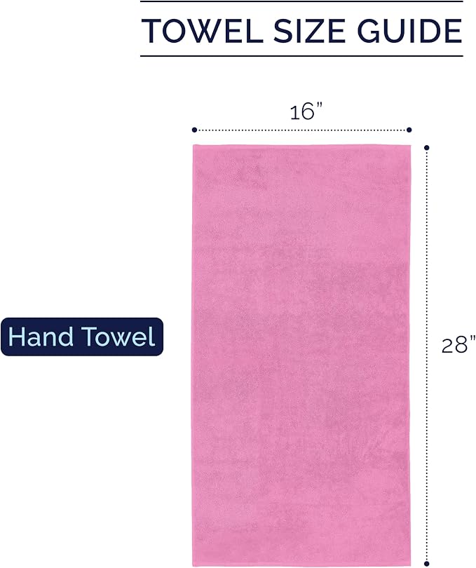 Elegant Comfort Premium Turkish Cotton 4 Pack Hand Towel Set - 16 x 28 inch, Luxurious Hotel Spa Quality 100% Turkish Cotton 4PC Hand Towel Set - Highly Absorbent - Soft Bathroom Towels, Light Pink