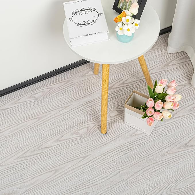 Peel and Stick Floor Tile Wood Grain Texture, Vinyl Flooring | Self-Adhesive and Waterproof, No Residue Flooring Roll for Bathroom, Kitchen, Bedroom (10-Pack Covers 15 Sq.Ft)