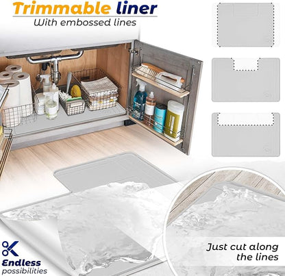 The Original Under Sink Mat - Silicone Waterproof mat, Trimmable, Easy to Clean, Kitchen cabinet liner, Under sink protector mats, Drip Tray with Lip - 31" x 22" or smaller