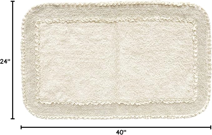 Home Weavers Radiant Collection 100% Cotton Bathroom Rugs Set, Machine Washable Rug, Extra Soft and Absorbent Bath Rug, Kitchen Mat, Bath Mat Set, Bath Floor Mat Non Slip, 24"x40" Rectangle, Ivory