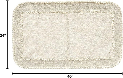 Home Weavers Radiant Collection 100% Cotton Bathroom Rugs Set, Machine Washable Rug, Extra Soft and Absorbent Bath Rug, Kitchen Mat, Bath Mat Set, Bath Floor Mat Non Slip, 24"x40" Rectangle, Ivory