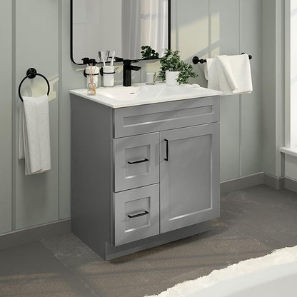 La Royal 30" Sink Base Bathroom Vanity with Drawer Light Grey Shaker Ready-to Assemble Cabinet