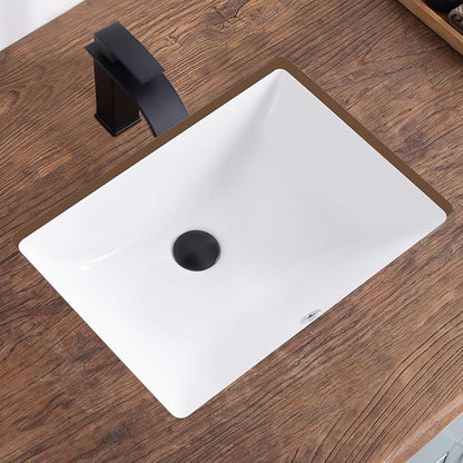 21 Inch Undermount Bathroom Sink White Ceramic Rectangular Under Counter Bathroom Sink for Cabinet Porcelain Vanity Sinks,Overflow Type (20.4"x15.0")