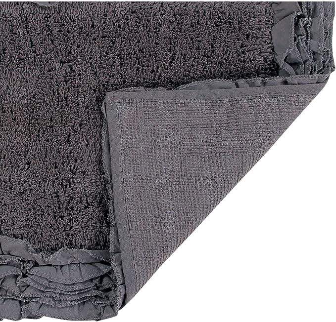 Better Trends Premium Bathroom 30” Round Mat 100% Cotton, Water Absorbent Non-Slip Backing, Machine Washable for Bathroom, Tub, and Shower Use, Gray Shaggy Border Collection