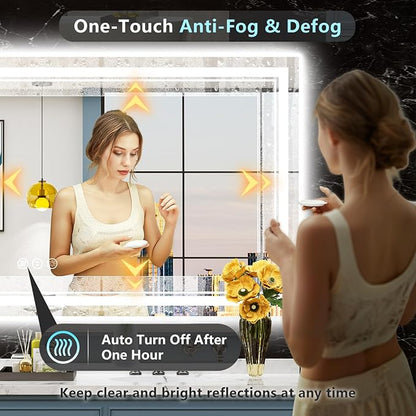 77x36 LED Bathroom Mirror, Backlit & Front Lit Lighted Mirror | Anti-Fog Vanity Mirror with Lights, 3 Color Dimmable, Memory, Shatterproof, Tempered Glass, CRI95, UL Listed, Wall Mounted