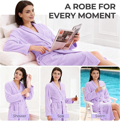 Towel Robe for Women – Soft Absorbent Kimono Bathrobe, Quick-Dry Spa Shower & Hotel Use