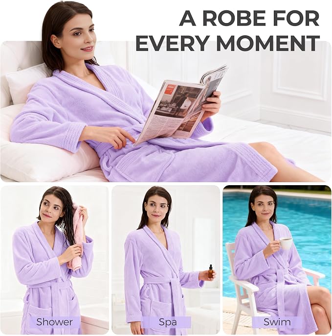 PJGGZ Towel Robe for Women – Soft Absorbent Kimono Bathrobe, Quick-Dry Spa Shower & Hotel Use