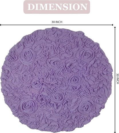 Home Weavers Bell Flower Collection 100% Cotton Tufted Bath Rugs, Extra Soft and Absorbent Bath Rugs, Non-Slip Bath Mats, Machine Washable, Bath Mats for Bathroom Floor and Tub, 30" Round, Purple