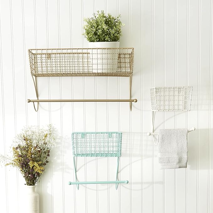 DII Rustic Bathroom Décor, Metal Storage, Large Towel Bar, Gold