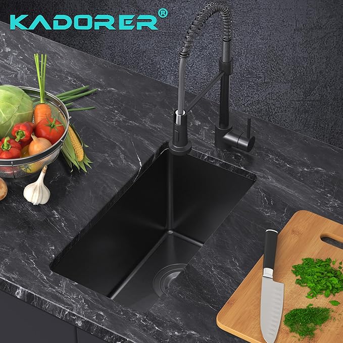 10 x 18 Inch Black Drop In Bar Sink Single Bowl Topmount Bar Prep 18 Gauge Stainless Steel Bar Sink with Basket Strainer