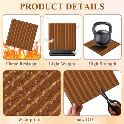 Nuanchu 32 Pcs 3D Wall Panels, 12"x12" PVC Fluted Tiles, Walnut | Waterproof Accent Panels, Paintable Wall Tiles, for TV Background, Bedroom, Bathroom, Gaming Room, Cuttable Home DIY Decor